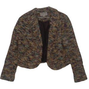 Emil Rutenberg Womens Vintage Fuzzy Eyelash Fabric Open Front Blazer Jacket, Med